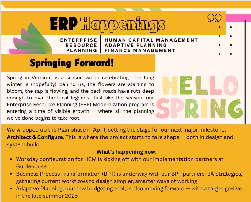 ERP Happenings Springing Forward